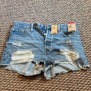 Levi's Women's Light Blue Distressed Jean Shorts NWT